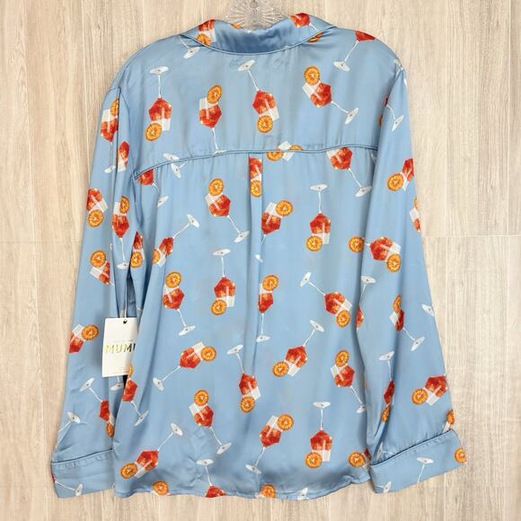 Show Me Your MuMu Satin Pajama Top Women Small Saint Spritz Cocktail Sleep Shirt - Picture 5 of 14
